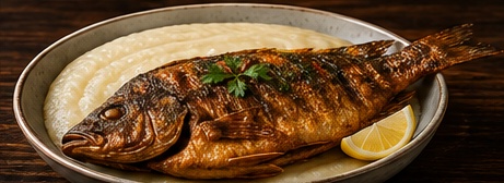 Fried tilapia and pap